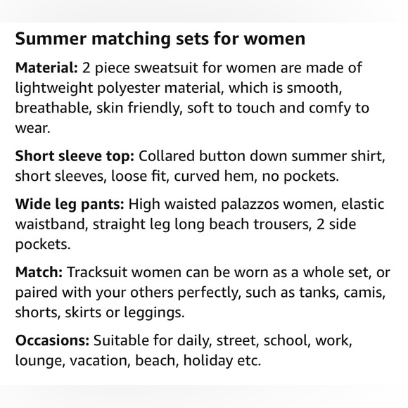 NEW Two Piece Linen Matching Pant Shirt Set Wide Leg, High Waist, Boho Style, XL - Picture 6 of 10